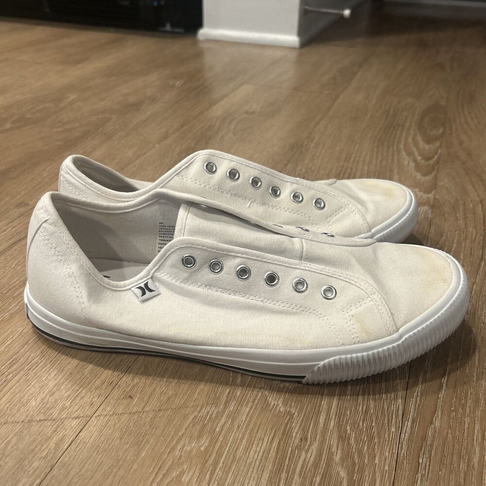 Hurley Women's CHLOE No Laces Slip-On Sneakers White Size 9M Yellowin